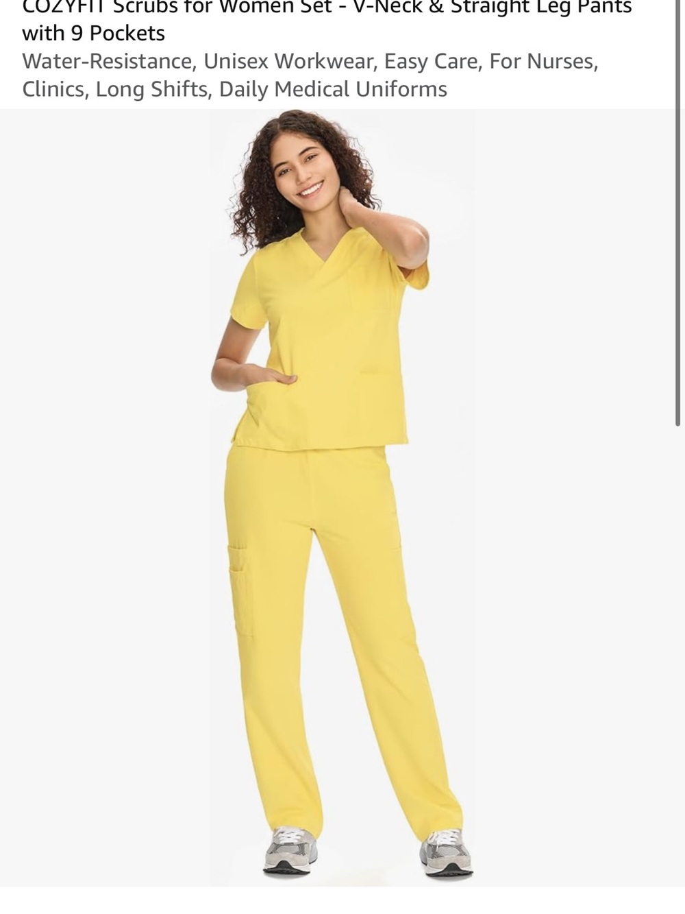 & Other Stories Yellow V-Neck Scrub Top & Straight Leg Pants